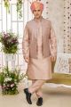 Light Brown Art Silk 3 piece Jacket Set (NMK-7972)