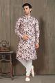 Light Brown Cotton Printed Kurta Pajama (NMK-5718)