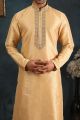 Light Gold Art Banarasi Silk Kurta Pajama (NMK-4397)