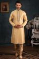 Light Gold Art Banarasi Silk Kurta Pajama (NMK-4397)