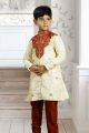 Light Gold Art Dupion Boys Sherwani (NKK-126)