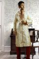 Light Gold Art Dupion Designer Kurta Pajama (NMK-1039)