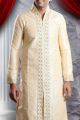 Light Gold Art Dupion Kurta Pajama (NMK-1354)