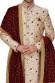 Light Gold Banarasi Jaquard Sherwani (NMK-4950)