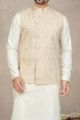 Light Gold Cotton Mens Nehru Jacket (NMK-6952)