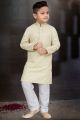 Light Gold Cotton Printed Boys Kurta Pajama (NKK-779)