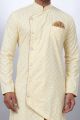 Light Gold Cotton Printed Mens Indo Western (NMK-6930)