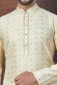 Light Gold Jaquard Kurta Pajama (NMK-7825)