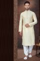 Light Gold Jaquard Kurta Pajama (NMK-7825)