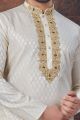 Light Gold Jaquard Kurta Pajama (NMK-7835)