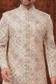 Light Gold Lucknowi Sherwani (NMK-5908)