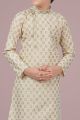 Light Gold Printed Cotton Silk Boys Kurta (NKK-704)