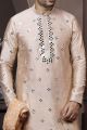 Light Gold Silk Kurta Pajama (NMK-6030)