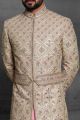 Light Gold Silk Sherwani (NMK-5402 )