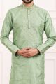 Light Green Art Banarasi Silk Mens Kurta (NMK-7013)