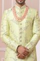 Light Green Art Banarasi Silk Sherwani (NMK-5957)