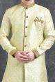 Light Green Jaquard Silk Brocade Indo Western Kurta (NMK-4995)