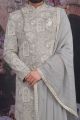 Light Grey Art Banarasi Silk Sherwani (NMK-4775)