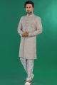 Light Grey Art Silk Indo Western (NMK-8079)