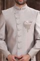 Light Grey Art Silk Mens Indo Western (NMK-7281)