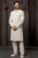 Light Grey Art Silk Sherwani (NMK-6242)