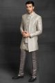 Light Grey Jaquard Indowestern (NMK-5464 )