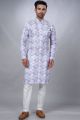 Light Lavender Cotton Printed Mens Indo Western (NMK-6938)