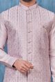 Light Onion Pink Art Banarasi Silk Nehru Jacket (NMK-7361)