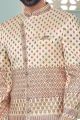 Light Peach Embroidered Art Silk Nawabi (NMK-7671)