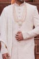 Light Peach Georgette Grooms Sherwani (NMK-7157)