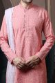 Light Peach Silk Mens Kurta Pajama (NMK-6063)