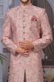 Light Pink Art Banarasi Silk Indo Western (NMK-4760)