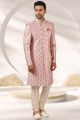 Light Pink Art Banarasi Silk Indo Western (NMK-5802)