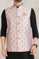 Light Pink Banarasi Silk Nehru Jacket (NMK-5689)