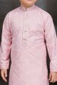 Light Pink Cotton Printed Boys Kurta Pajama (NKK-777)