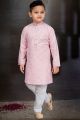 Light Pink Cotton Printed Boys Kurta Pajama (NKK-777)