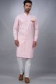 Light Pink Cotton Printed Mens Indo Western (NMK-6937)