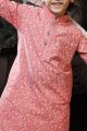 Light Pinkish Peach Cotton Printed Boys Kurta (NKK-768)