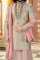 Light Pista Banarasi Silk Sherwani (NMK-4305)