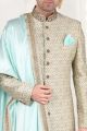 Light Pista Green Banarasi Brocade Sherwani (NMK-5270)