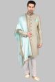 Light Pista Green Banarasi Brocade Sherwani (NMK-5270)