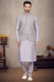 Light Purple Tussar Silk Mens Nehru Jacket (NMK-6971)