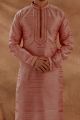 Light Rust Slub Silk Kurta Pajama (NMK-5490)