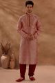 Light Rust Slub Silk Kurta Pajama (NMK-5490)