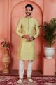 Light Yellow Jaquard Silk Brocade Kurta (NMK-7755)