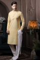 Light Yellow Silk Kurta Pajama (NMK-6060)