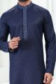 Linen Cotton Blue Kurtas for Men (NMK-6658)