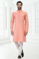 Linen Cotton Pink Mens Kurta Pajama (NMK-6656)