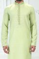 Linen Cotton Pista Green Kurta Pajama (NMK-6659)