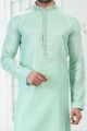 Linen Cotton Pista Green Mens Kurta Pajama (NMK-6647)